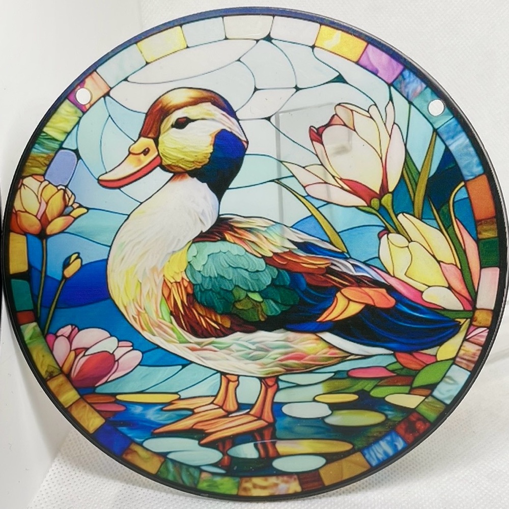 Acrylic Suncatcher Duck Bird 6” Faux Stained Glass Decorative Hunting Gift Cabin